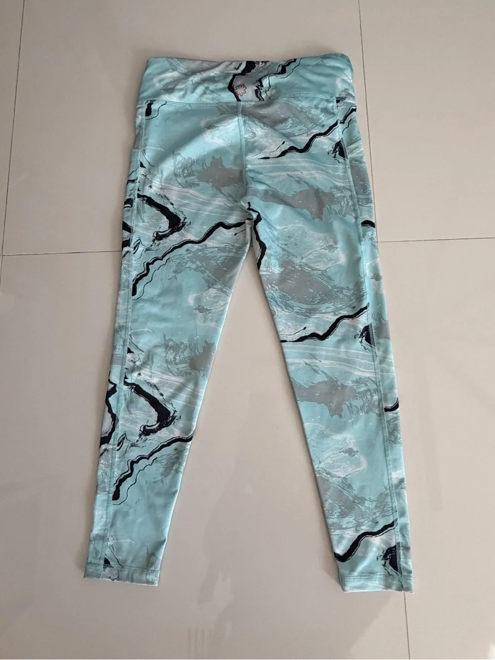 Pro Player Light Blue Marble Leggings with Black Accents